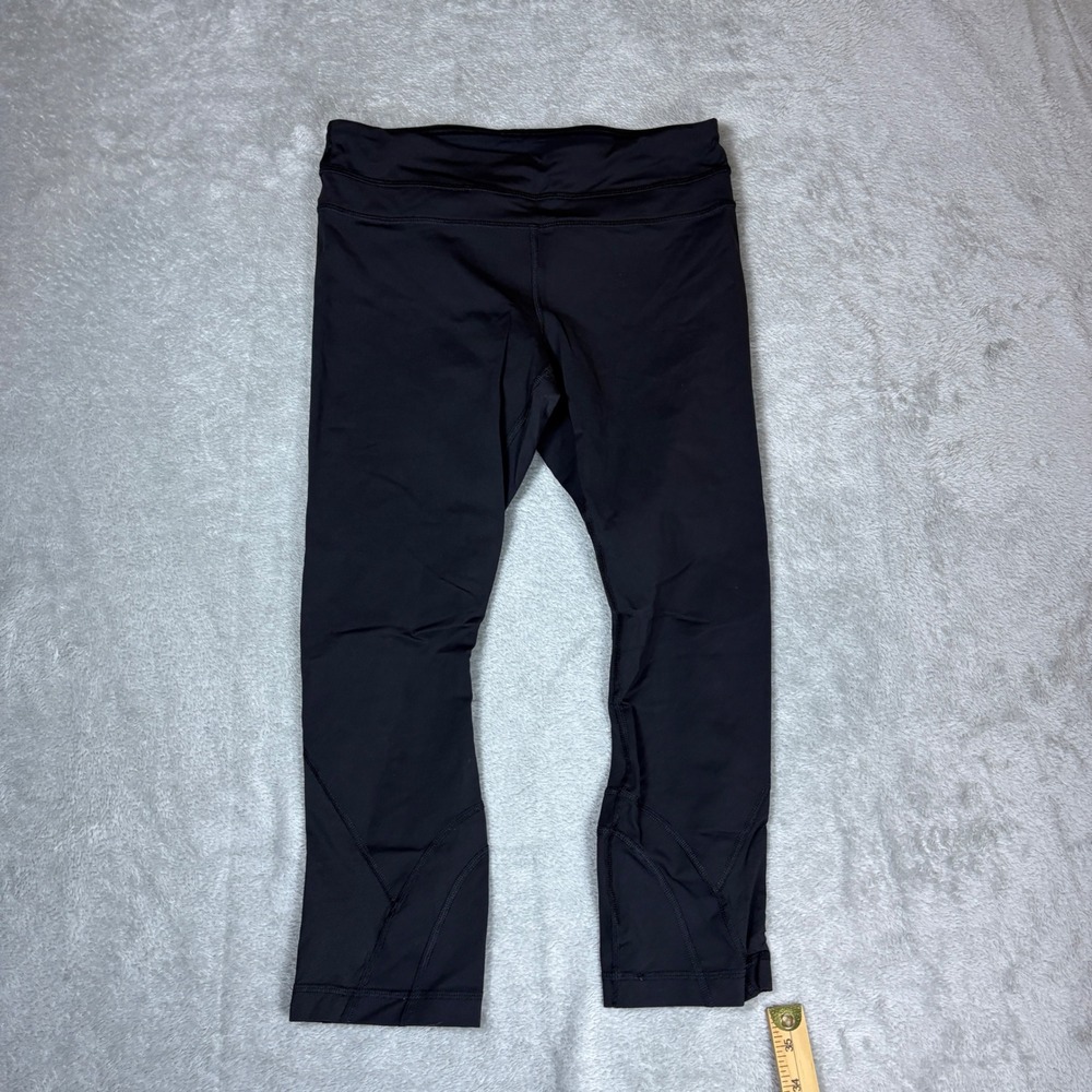 Lululemon Pants Women 6 Run Inspire Crop II Black Leggings Stretch Yoga Workout